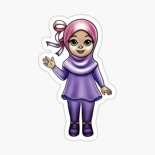 New Design Muslim Me Hijabi Cartoon - Purple Sticker