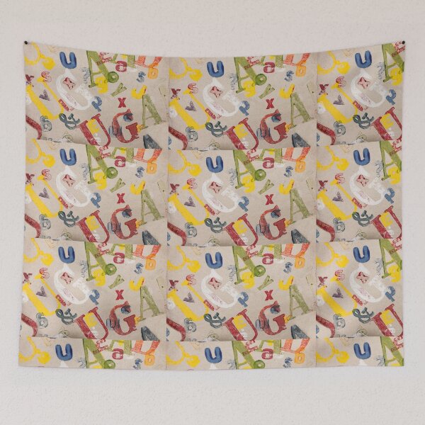 Item preview, Vintage canvas background with colourful letters designed and sold by Bruno Beach.