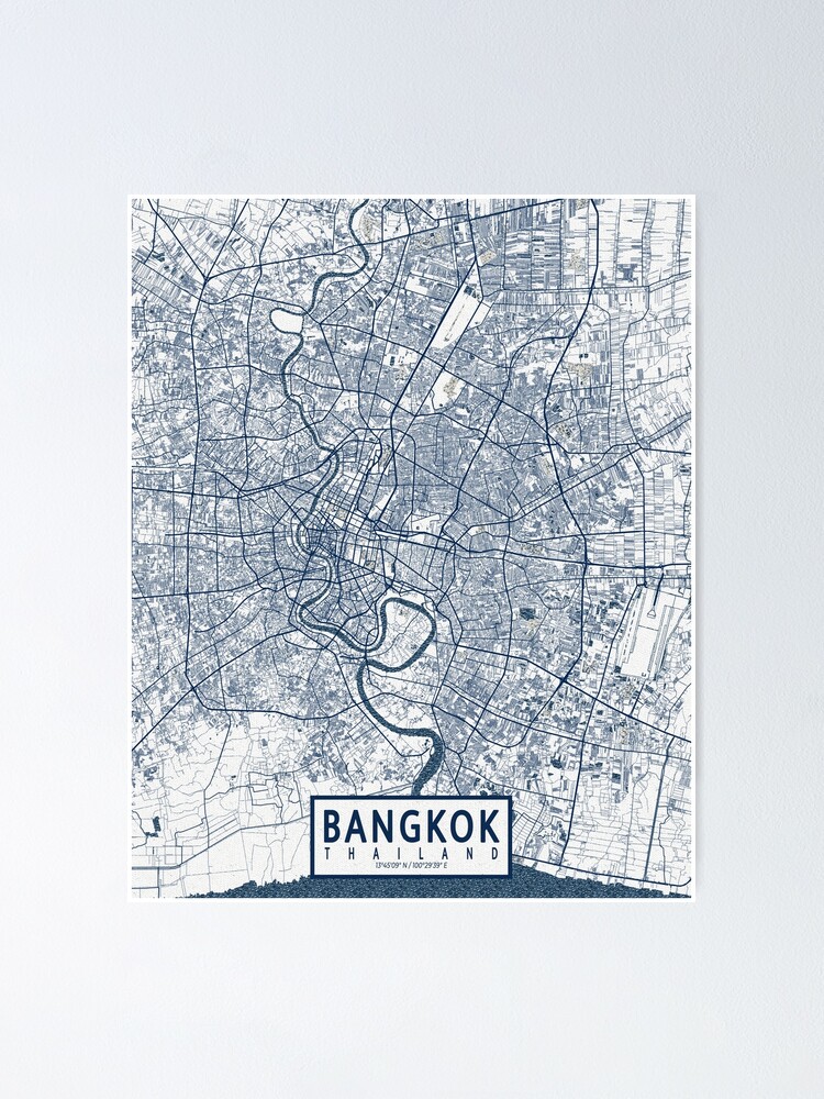 Bangkok City Map of Thailand - Vintage Poster for Sale by deMAP