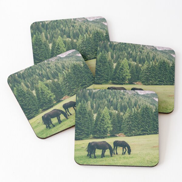 Item preview, Friesian Horses in the Alps - Austria Mountains Landscape designed and sold by ppolecho.