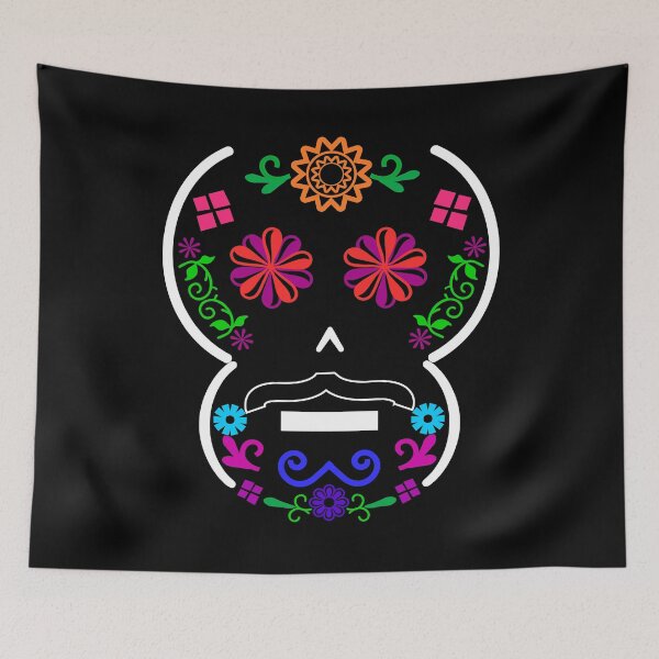 Item preview, Mexican Calaverita (Skull) with Mustache (nc Dark BG) designed and sold by mixMixtli.