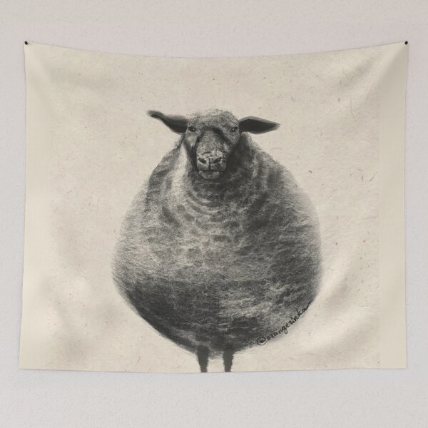 Item preview, Black cloudy sheep closeup designed and sold by orangerinka.
