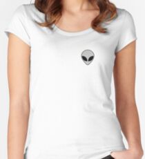 Grey Alien Logo Design Women's Fitted Scoop T-Shirt