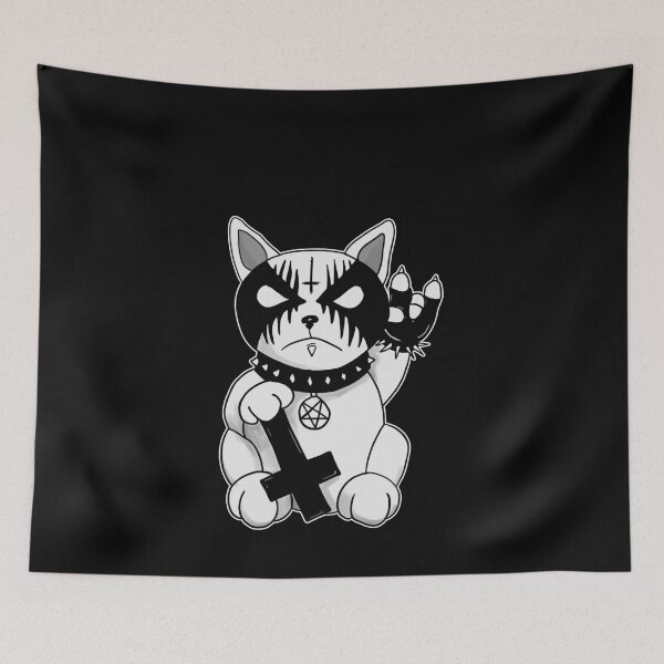 Item preview, Satanic Cat with inverted cross Gothic Cat hand drawn designed and sold by Mesyo.