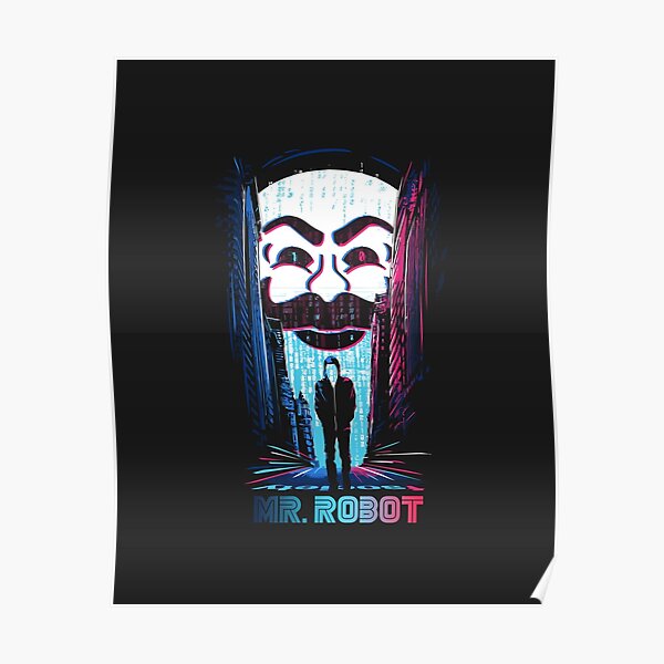 Mr. Robot en Rouge et Bleu Poster