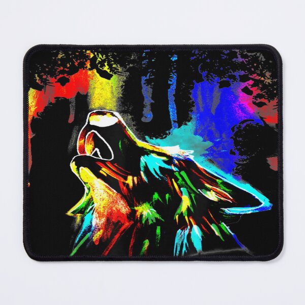 Item preview, Rainbow Colorful Neon Light Sky Howling Wolf Drawing Cute designed and sold by be-awesome-.