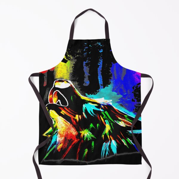 Item preview, Rainbow Colorful Neon Light Sky Howling Wolf Drawing Cute designed and sold by be-awesome-.