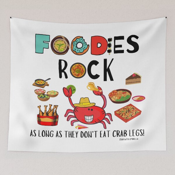 Item preview,  CUTE FUNNY CARTOON FUCHSIA RED PINK FOODIES ROCK “CRAB WITH UMBRELLA” designed and sold by EllieMonroe.