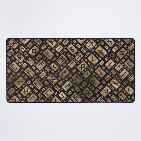 Item preview, Elder Runes - Futhark Pattern Gold on Black Wood #1 designed and sold by Nartissima.