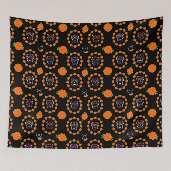 Item preview, Mexican Calaveritas (Skulls) Pattern (BlackBG) designed and sold by mixMixtli.