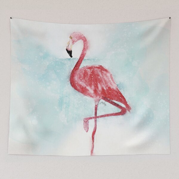 Item preview, Pink Flamingo Watercolor Illustration designed and sold by Jules McCullough.
