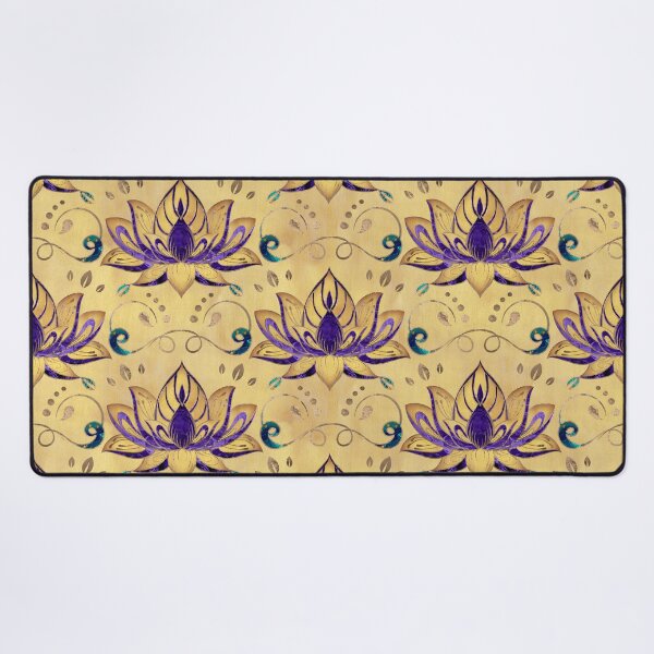 Item preview, Lotus flower pattern - Amethyst watercolor gold designed and sold by k9printart.