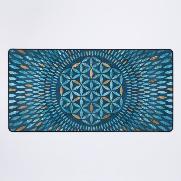 Artikel-Vorschau von Blume des Lebens in Blütenblättern Mandala - Blauer Marmor und Gold, designt und verkauft von k9printart.