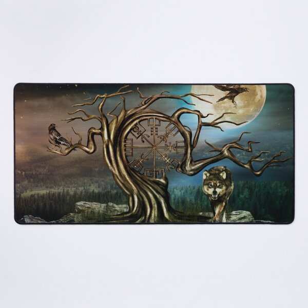 Item preview, Vegvisir Tree Moon landscape designed and sold by k9printart.