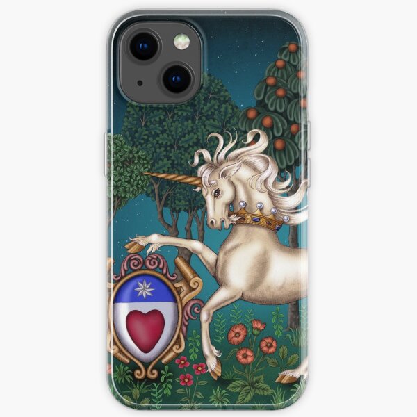 Unicorn in a magical night garden iPhone Soft Case