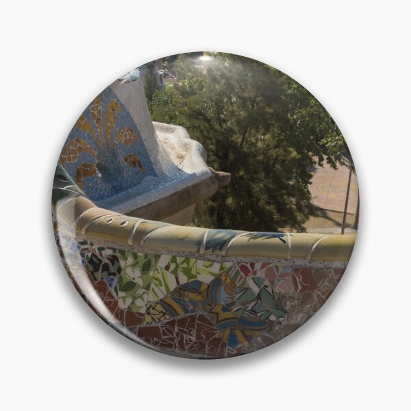 Item preview, Antoni Gaudi Serpentine Bench Park Guell Barcelona - Floral Mosaic Segment designed and sold by Georgia Mizuleva.