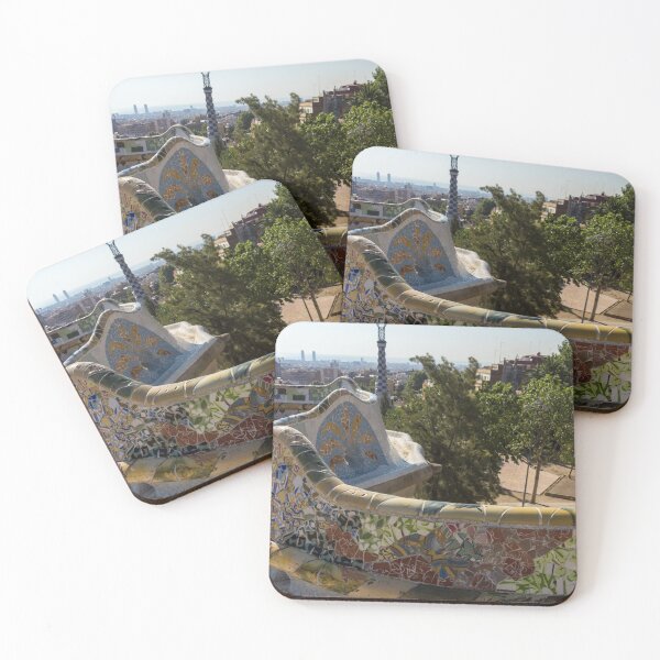 Item preview, Antoni Gaudi Serpentine Bench Park Guell Barcelona - Floral Mosaic Segment designed and sold by Georgia Mizuleva.