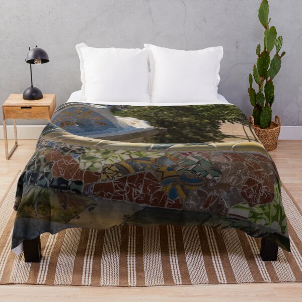 Item preview, Antoni Gaudi Serpentine Bench Park Guell Barcelona - Floral Mosaic Segment designed and sold by Georgia Mizuleva.