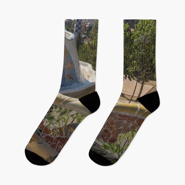 Item preview, Antoni Gaudi Serpentine Bench Park Guell Barcelona - Floral Mosaic Segment designed and sold by Georgia Mizuleva.