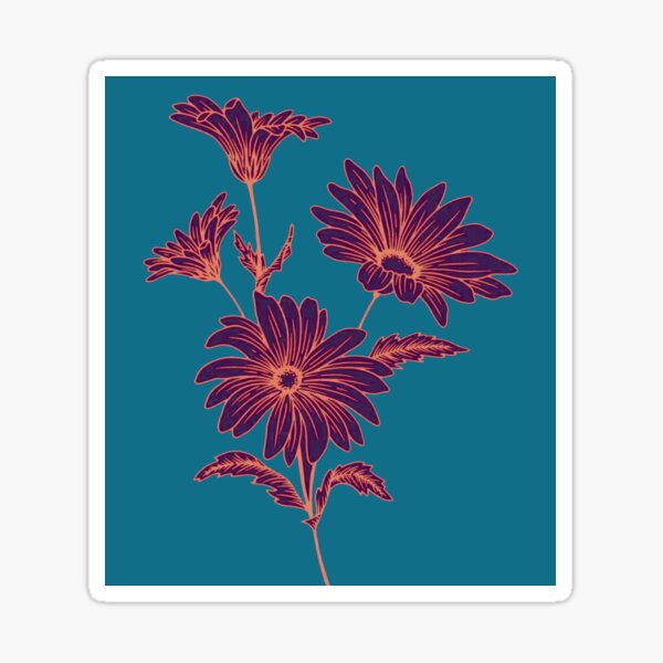 Lila Blumenposter Sticker