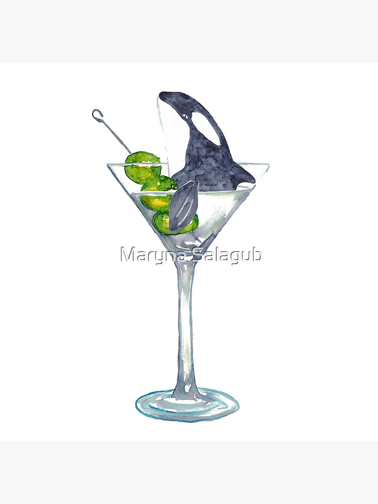 Orca whale in martini glass watercolor  Greeting Card for Sale by Maryna  Salagub