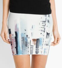 Minifalda Paisaje urbano abstracto de Nueva York - Acuarela original pintada a mano