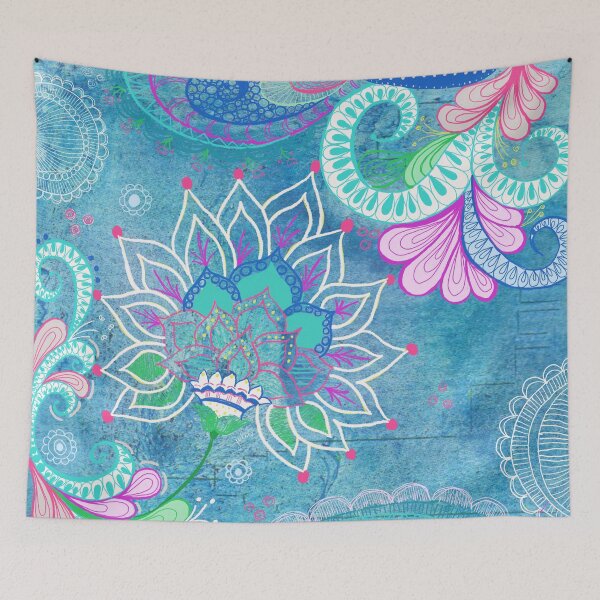 Item preview, Teal Zentagle Floral Artwork designed and sold by Jules McCullough.