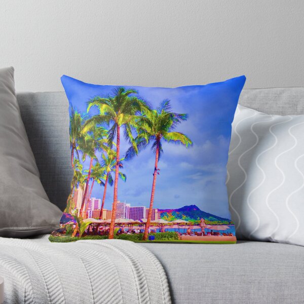 Waikiki Hawaii Throw Pillow