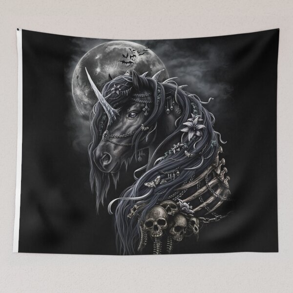 Item preview, Black Unicorn Skull Moon Halloween designed and sold by kathybuble.