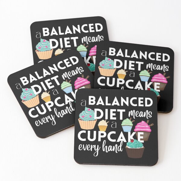 Item preview, A Balanced Diet Means a Cupcake Every Hand - Funny Quote designed and sold by fowons.