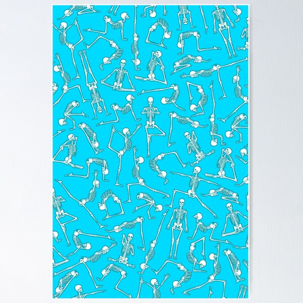 Item preview, Yoga Skeleton Meditating Yogi Zen Poses Blue Pattern designed and sold by GrandeDuc.