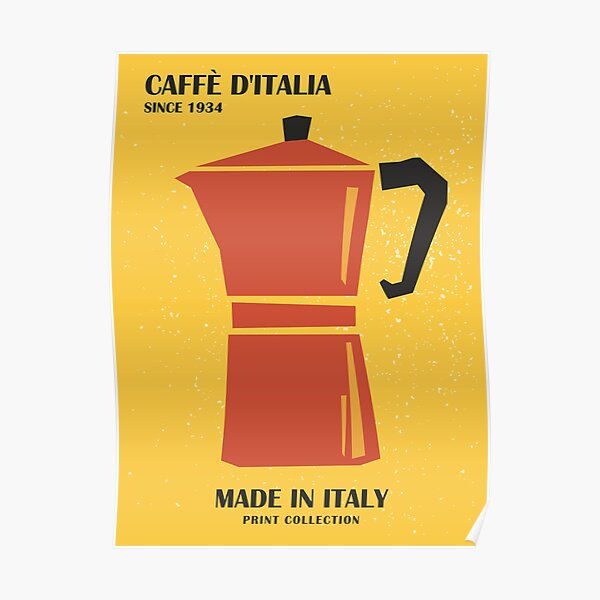 Coffee art print, Retro print, Italy, Exhibition print, Vintage poster aesthetic, Bar, Kitchen decor Poster