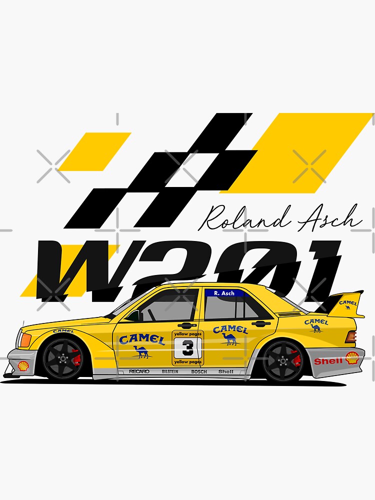W201 ROLAND ASCH DTM CAR Sticker for Sale by shketdesign