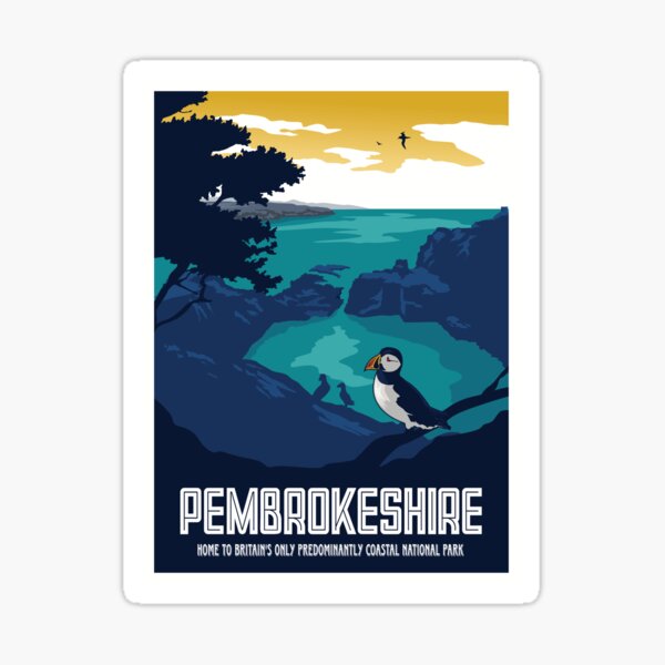 Artikel-Vorschau von Reiseplakat zum Nationalpark Pembrokeshire, designt und verkauft von VintageVisions.