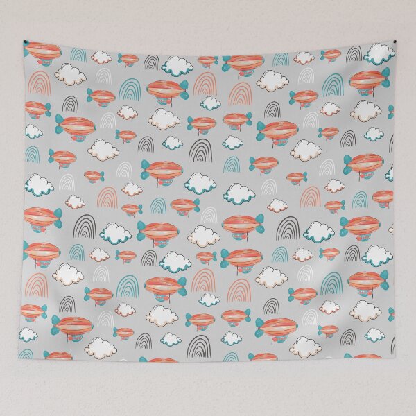 Item preview, Aesthetic rainbows and Orange aerostats with white clouds designed and sold by Rislam.