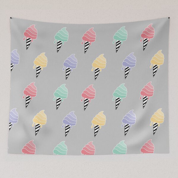 Item preview, summery soft ice cream pattern with strawberry, vanilla, blueberry and pistachio designed and sold by TrueType.