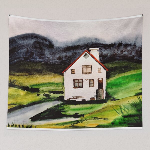 Item preview, Cottage house in watercolors, greenary in watercolors designed and sold by Ala Lopatniov.