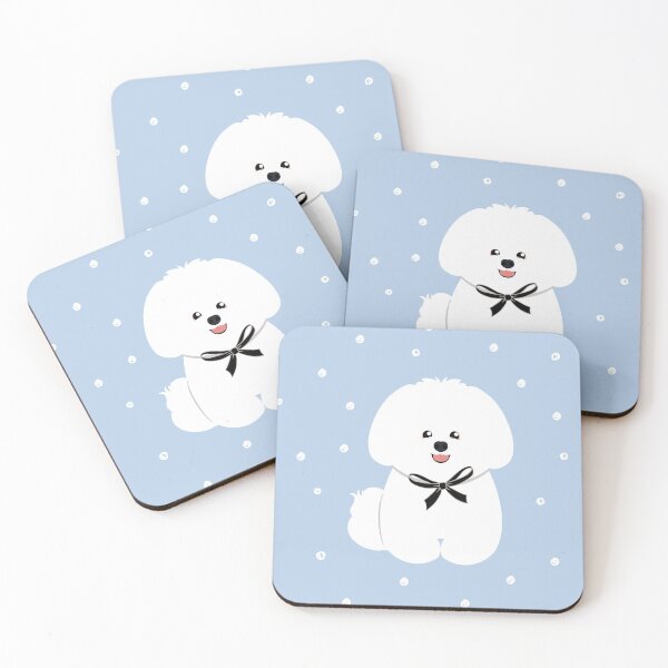 Item preview, Cute Bichon Frise Dog with Bow - Mushroom Head Shape designed and sold by Lulupainting.