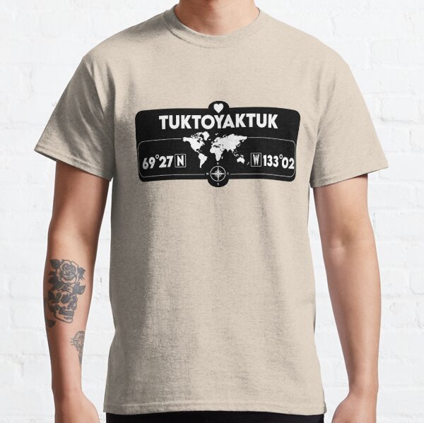 Tuktoyaktuk Map GPS Coordinates Artwork with Compass funny gift Classic T-Shirt