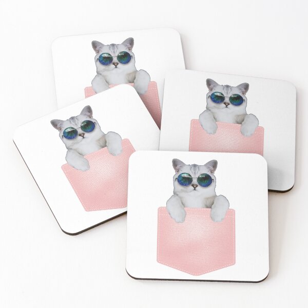 Item preview, Cute Glass Shades Wearing Pocket Kitten designed and sold by Meek-Anime.