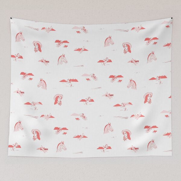 Item preview, Open Range in San Antonio Rose - Western cowgirl and horse toile pattern designed and sold by wildhunt.