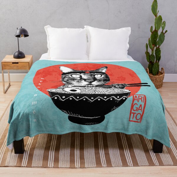 Neko Ramen - Arigato fond bleu turquoise Plaid
