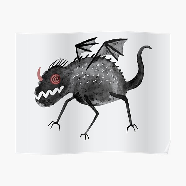 Swirly Eyed Winged Demon Creature Poster For Sale By Extreme Fantasy Redbubble