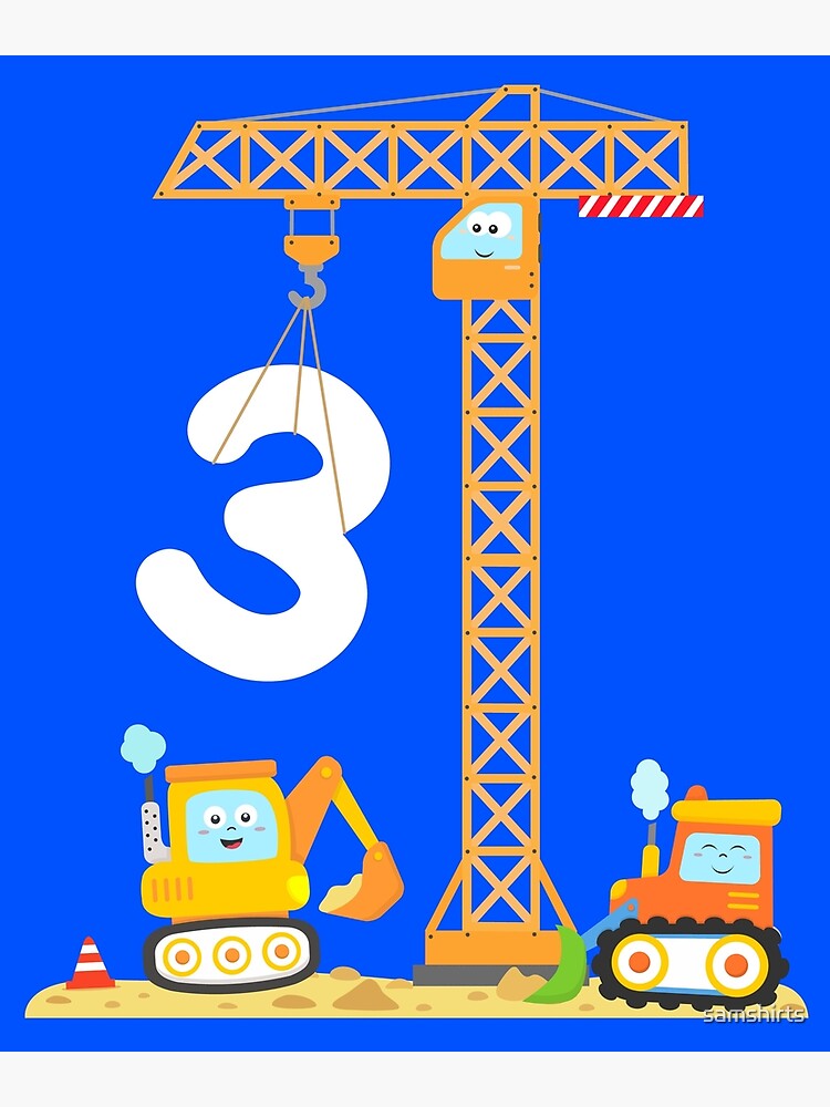 Grußkarte for Sale mit Geburtstag Jungen 3 Jahre Baufahrzeuge Kleinkind  Kran Dozer Bagger Beton LKW von samshirts