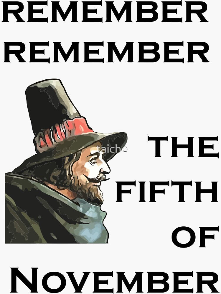 "Remember Remember The Fifth Of November Guy Fawkes Day" Sticker For ...