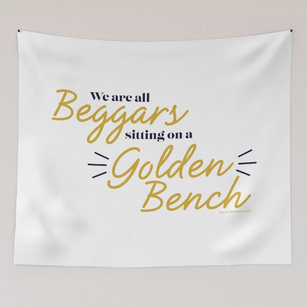 Item preview, Beggars Sitting on a Golden Bench designed and sold by JoyceMarter.