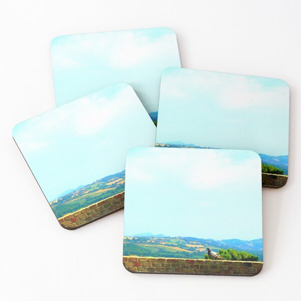 Item preview, Scene in Urbisaglia with a pigeon and Marche hills designed and sold by Kristina Drozd.