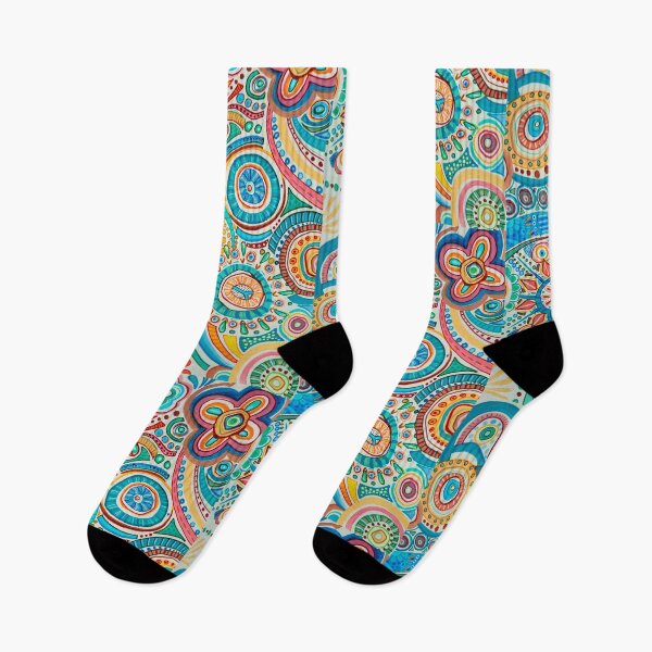 Artikelvorschau, Freude mit Blumen, Sternen, Blau, Gelb, Grün, Orange, Rot Mandala entworfen und verkauft von carole legeron.