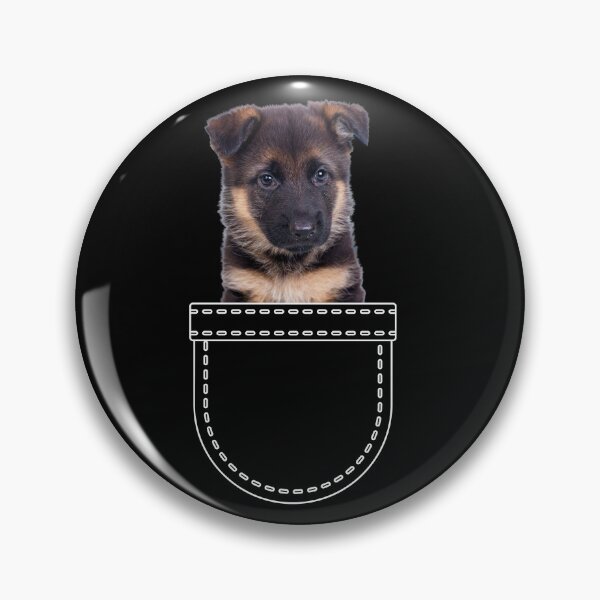Item preview, Puppy in a pocket. German Shepherd puppy in a pocket. Funny, cute photo and line drawing pocket designed and sold by JellyBeenzz.