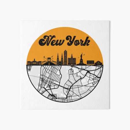 Artikel-Vorschau von New York City Skyline mit Vintage-Karte, designt und verkauft von KrisSidDesigns.
